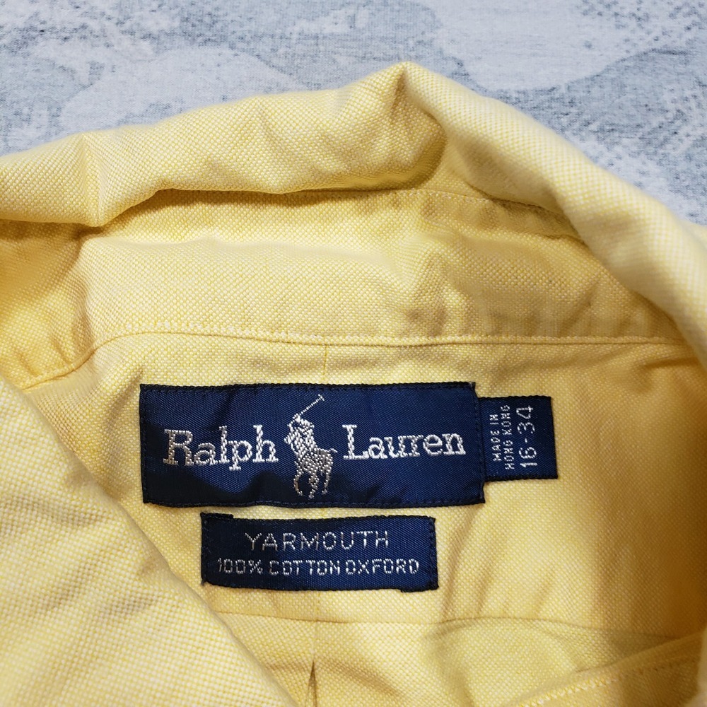 Ralph Lauren Shirt Mens 16-34 Yellow Yarmouth Flesh Pony Button Down Long Sleeve - Picture 6 of 12
